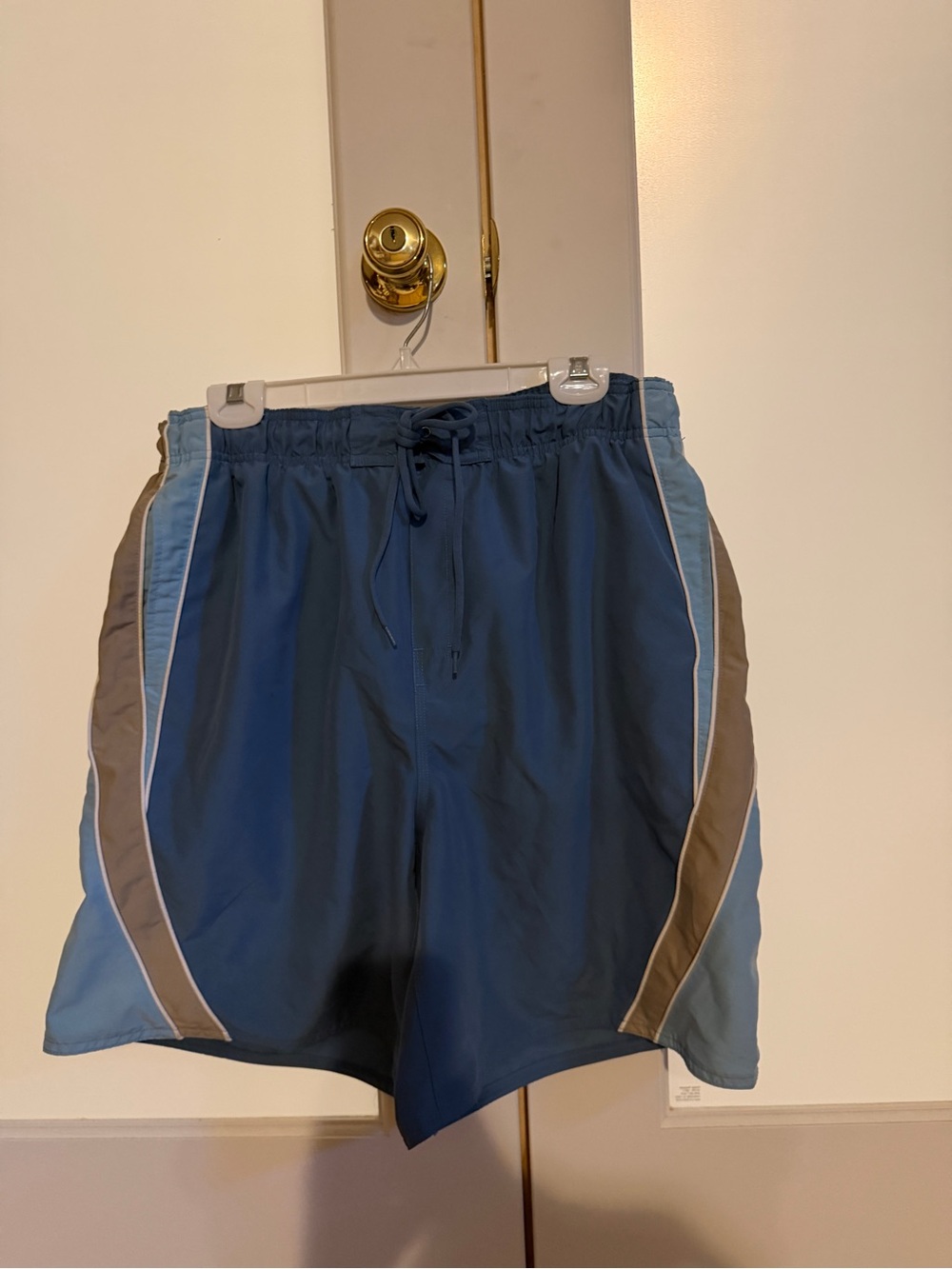 Ella Men's Navy Athletic Shorts with Light Blue & Gray Side Panels